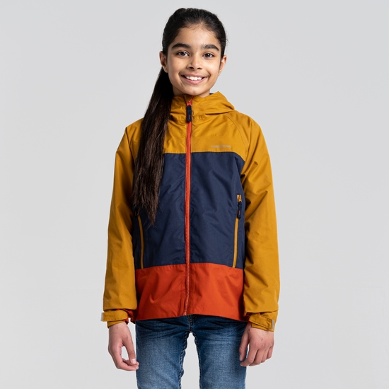 Kid's Minato Waterproof Jacket | Gingko Yellow / Blue Navy / Potters Clay
