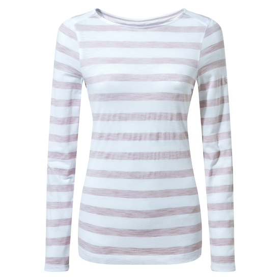 Women's NosiLife Erin Long Sleeved Top | Brushed Lilac Stripe