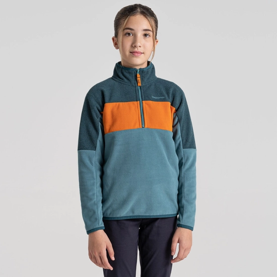 Kid's Linden Half Zip Fleece | Washed Teal / Dark Aegean Blue