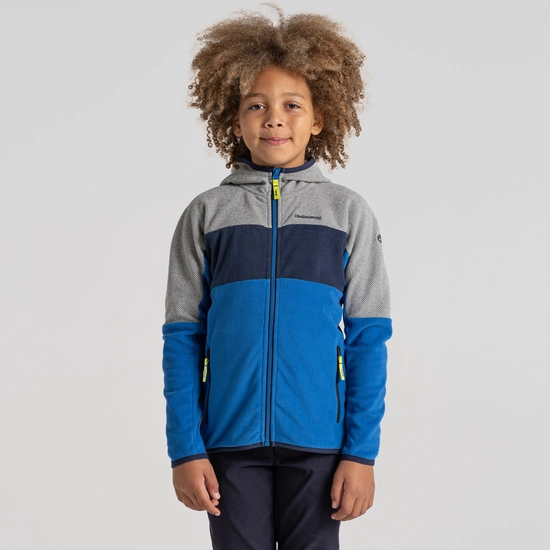 Kid's Linden Hooded Fleece Jacket | Bolt Blue / Soft Grey Marl