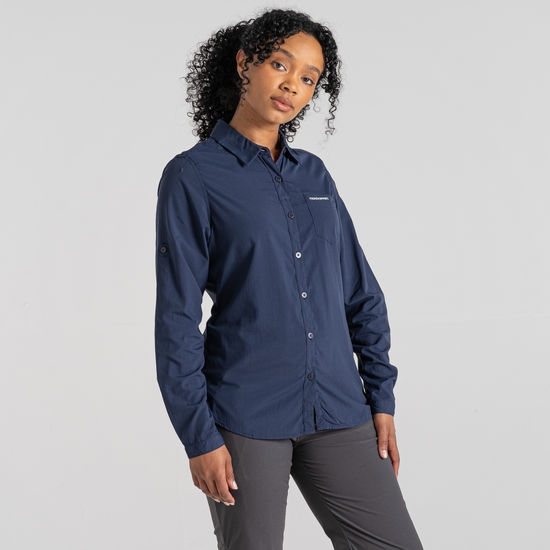 Women's Nosilife Bardo Long Sleeved Shirt | Blue Navy