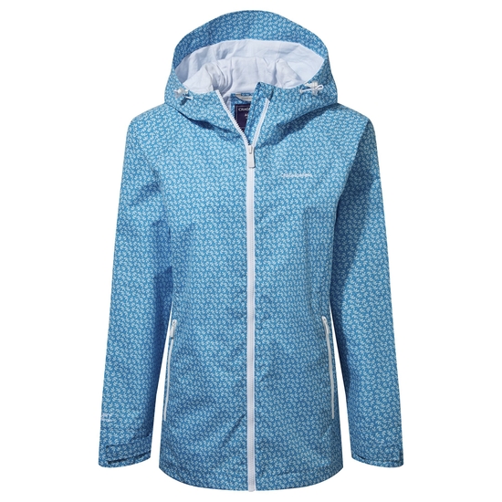 Women's Waterproof Laurel Jacket | Mediterranean Blue Print