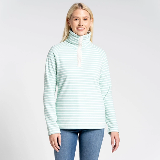 Women's Ella Overhead Fleece | Poolside Green Stripe