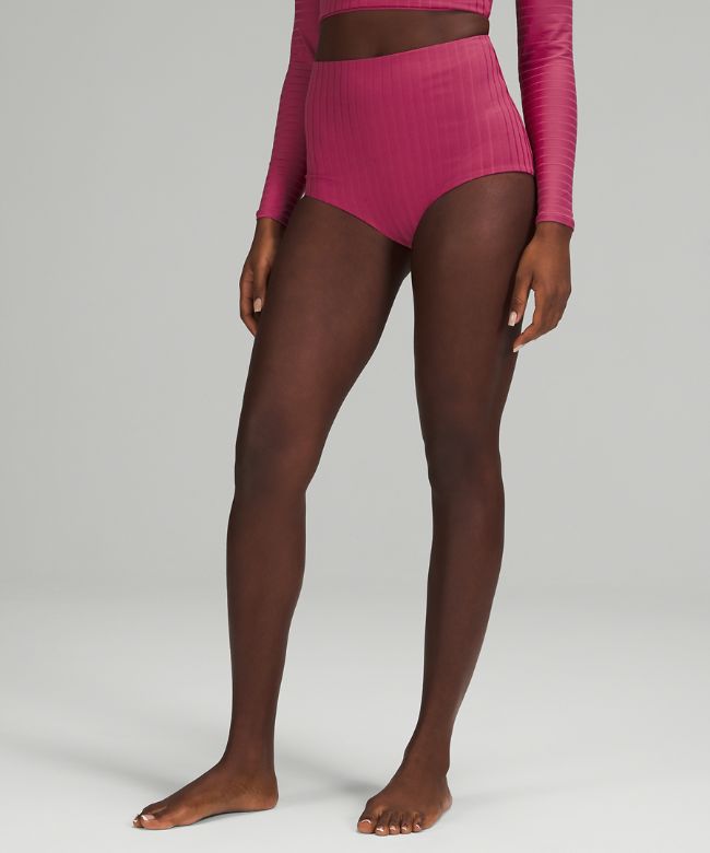 Waterside Ribbed High-Waist Full Swim Bottom