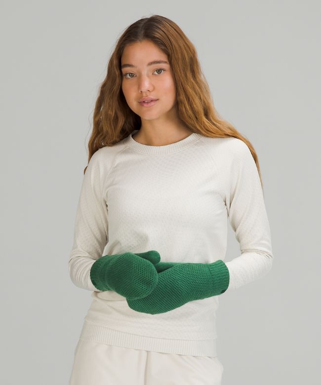 Fleece-Lined Knit Mittens
