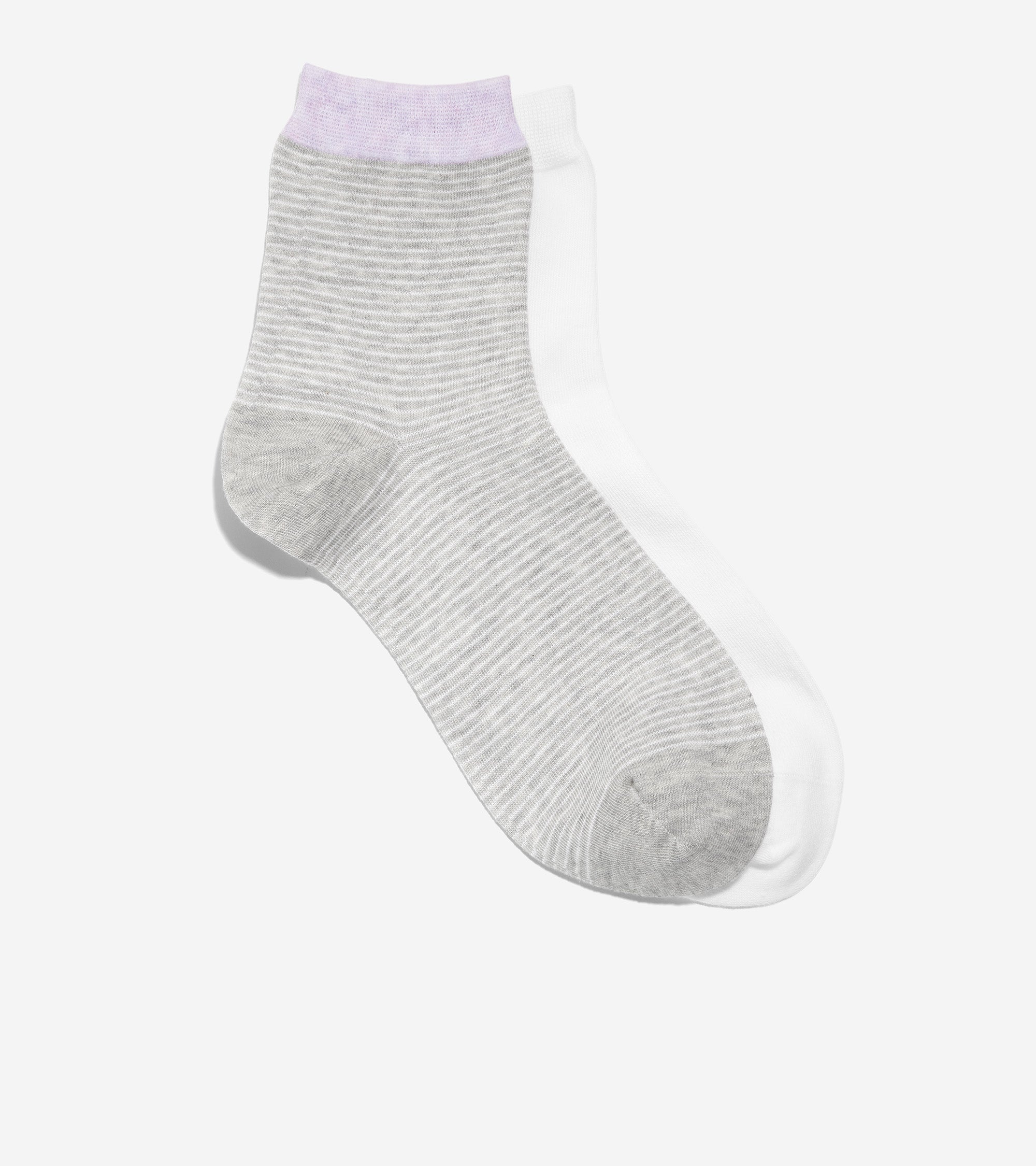 Women's 2 Pair Short Stripe Crew Socks