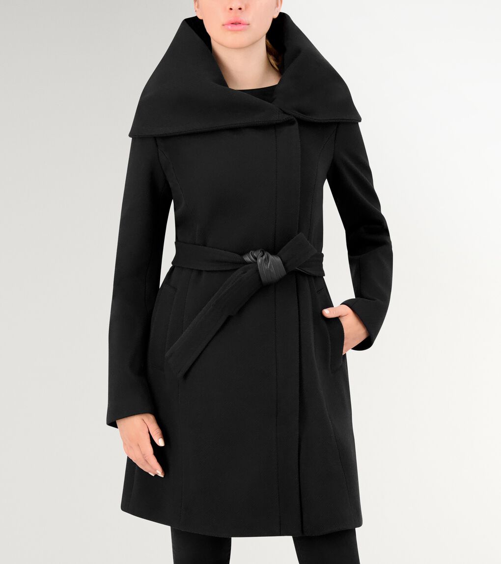 Women's Belted Aysmmetrical Zip Front Twill Coat
