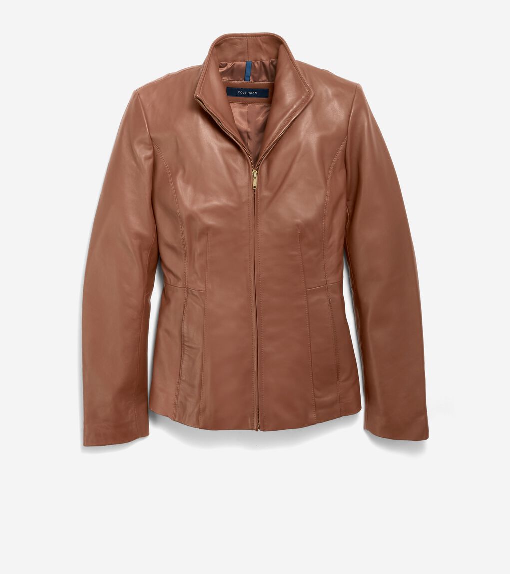Women's Wing Collar Leather Jacket