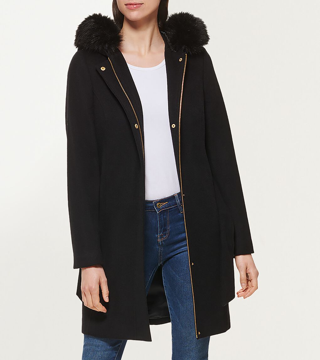 Women's 36" Slick Wool Hooded Coat