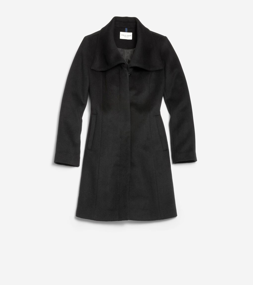 Women's Convertible Collar Button-Up Coat