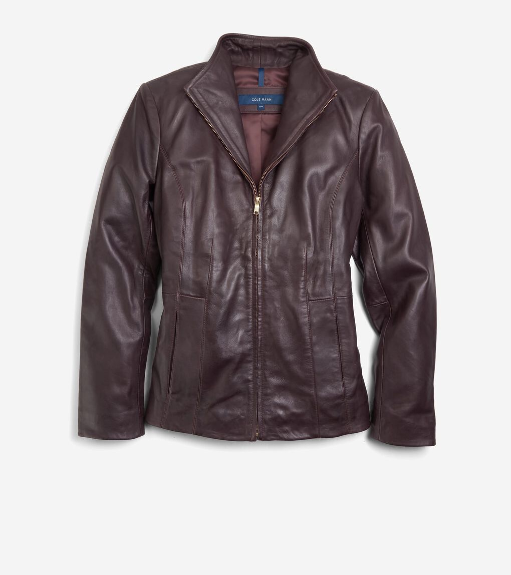 Women's Wing Collar Leather Jacket