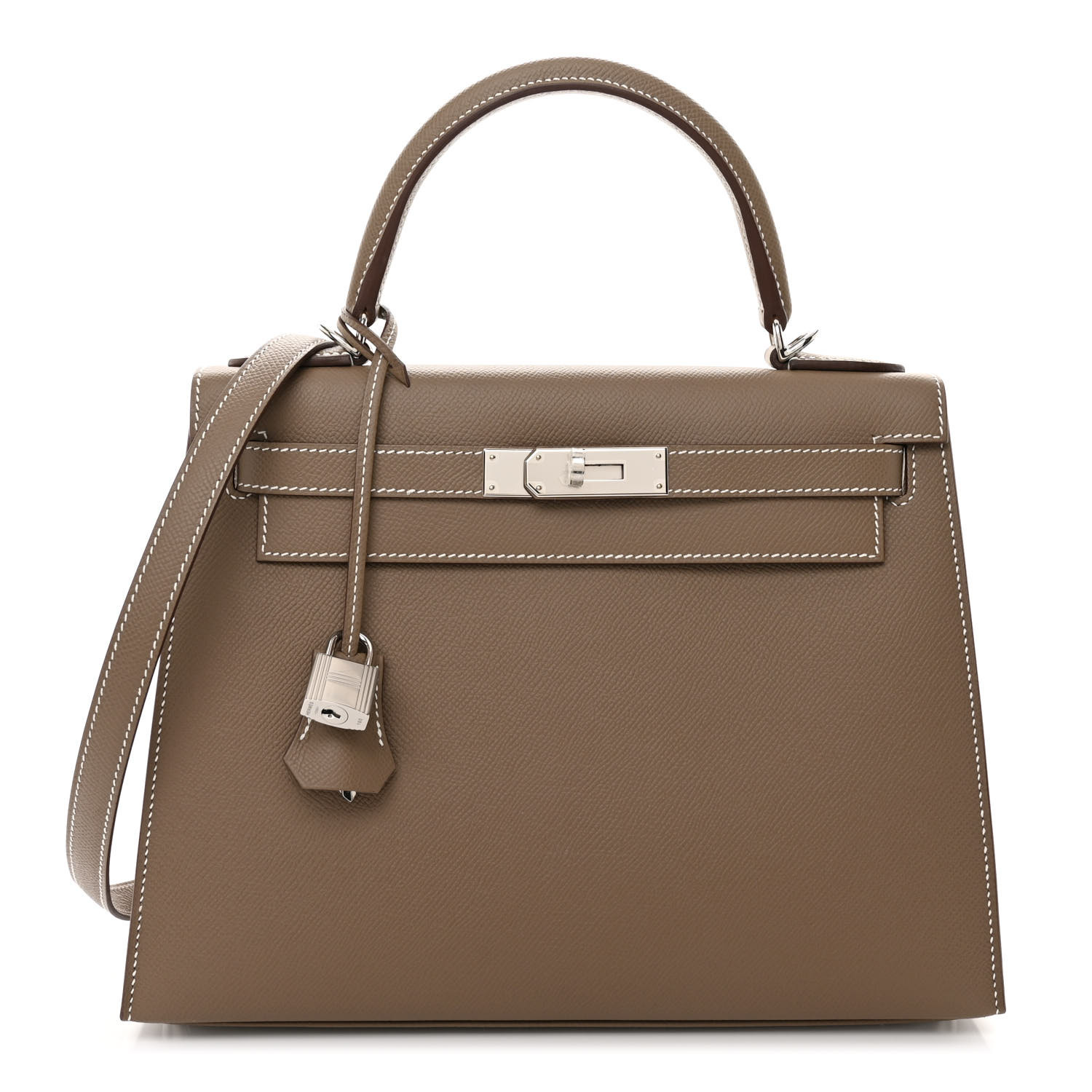 Epsom Kelly Sellier 28 Etoupe (Silver Lock)