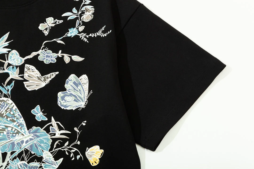 Floral Butterfly Print T shirt