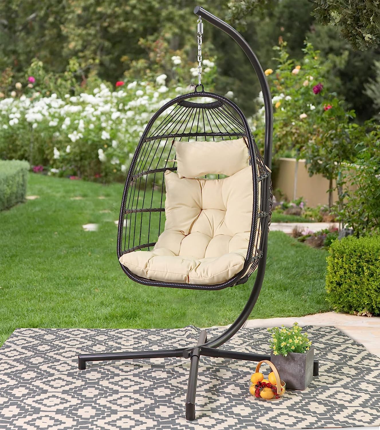 Avenlur Outdoor Patio Hanging Chair Hammock Swing Egg Chair with