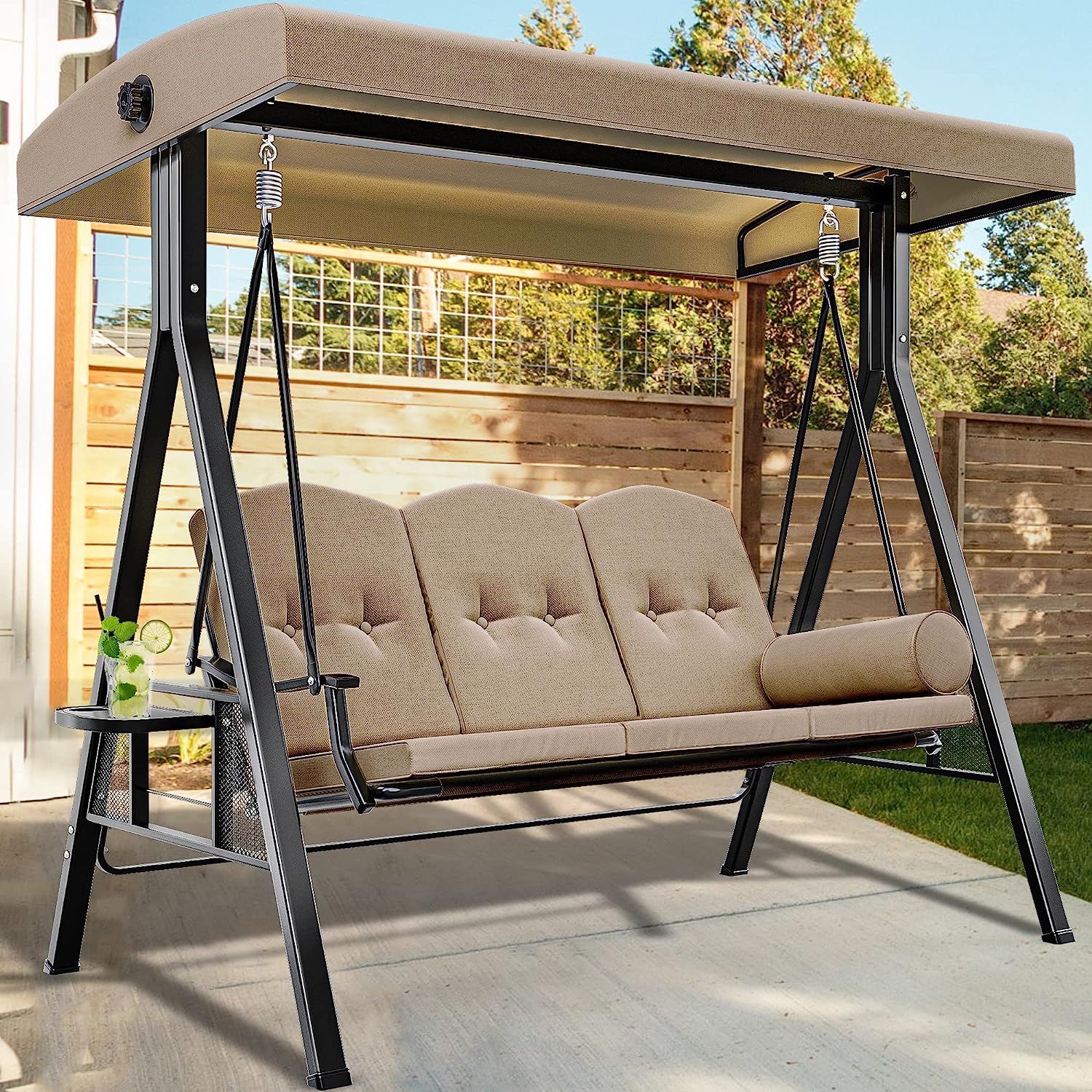 YITAHOME 3Seat Deluxe Porch Swing Outdoor Heavy Duty Patio Swing Chair