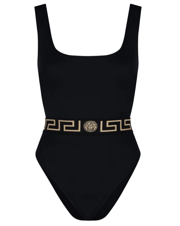 Versace Greca Low Back One-Piece Swimsuit
