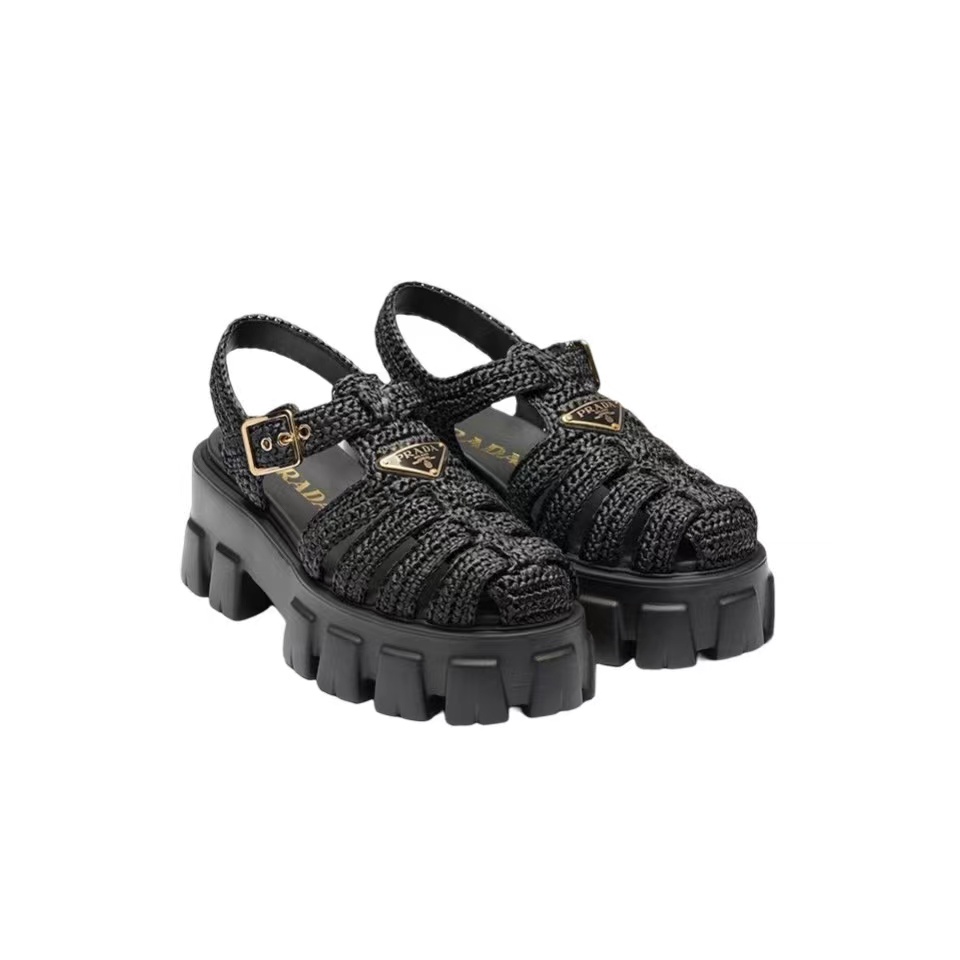Prada Monolith Fabric Knit Buckle Slide  Sandal (Replica)