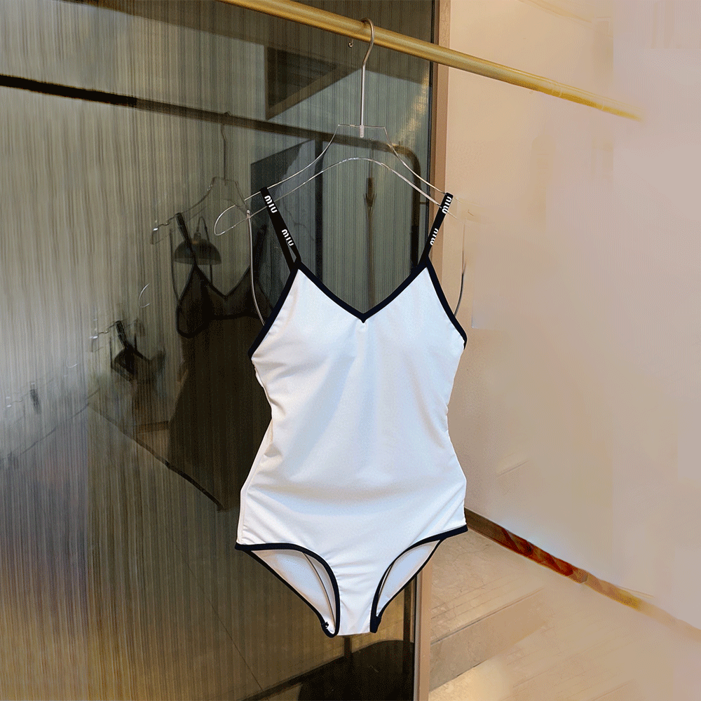miumiu Logo One-piece Swimsuit With Shoulder Strap Swimwear（Replica）