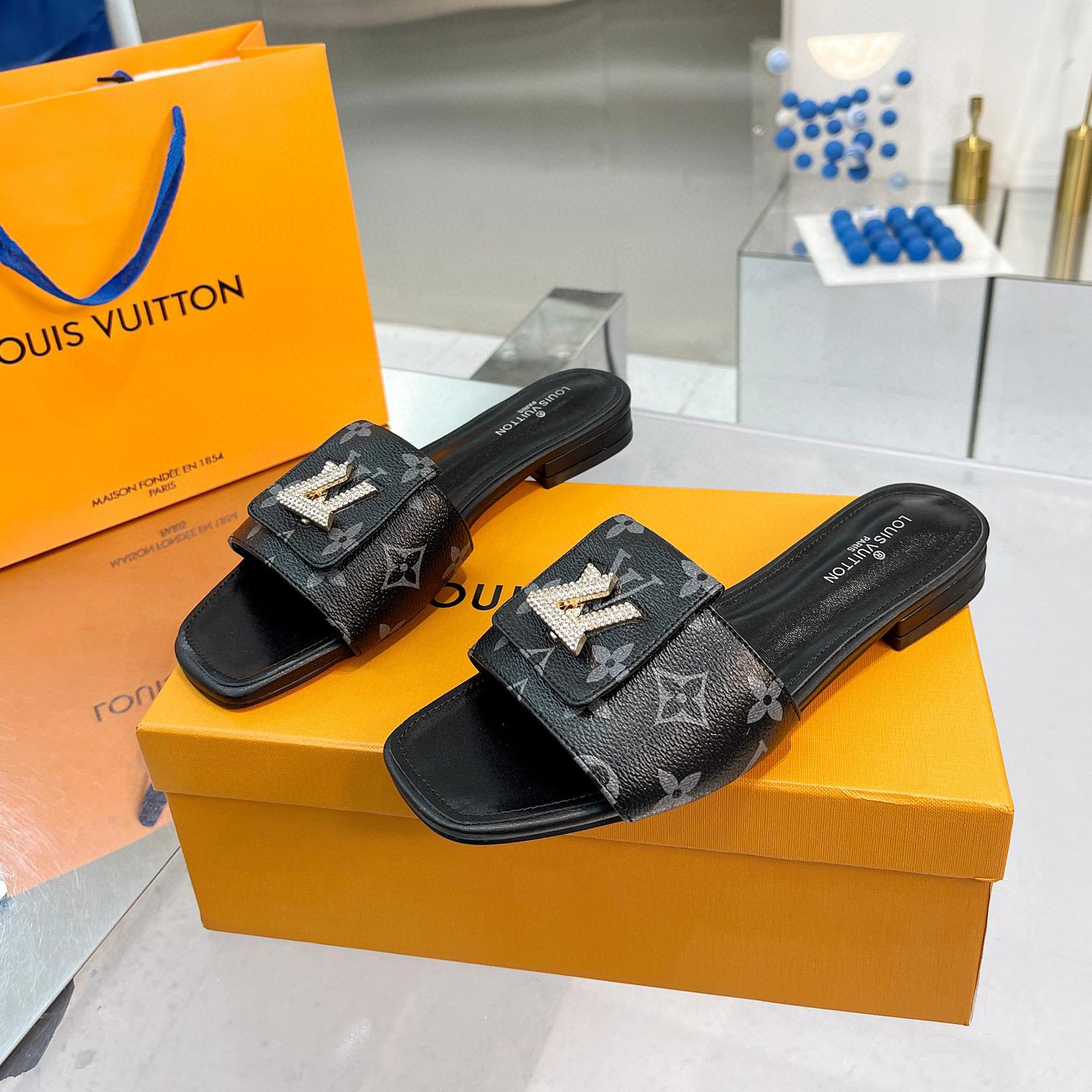 Louis Vuitton LV Comfortable Leather Flip-fFops Slide Sandal (Replica)