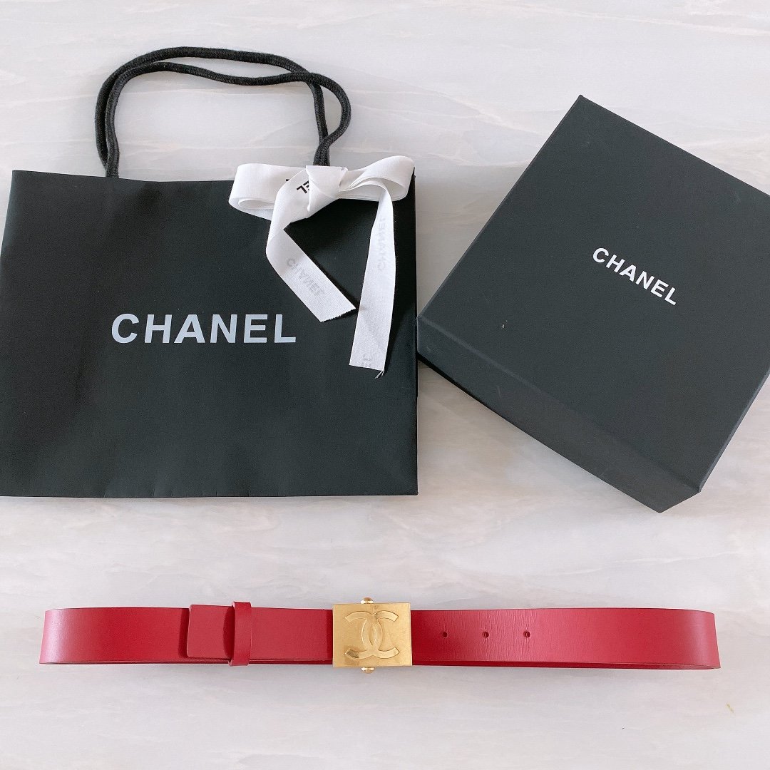 Chanel Belt With Ribbon Buckle Red Women Belt 30MM