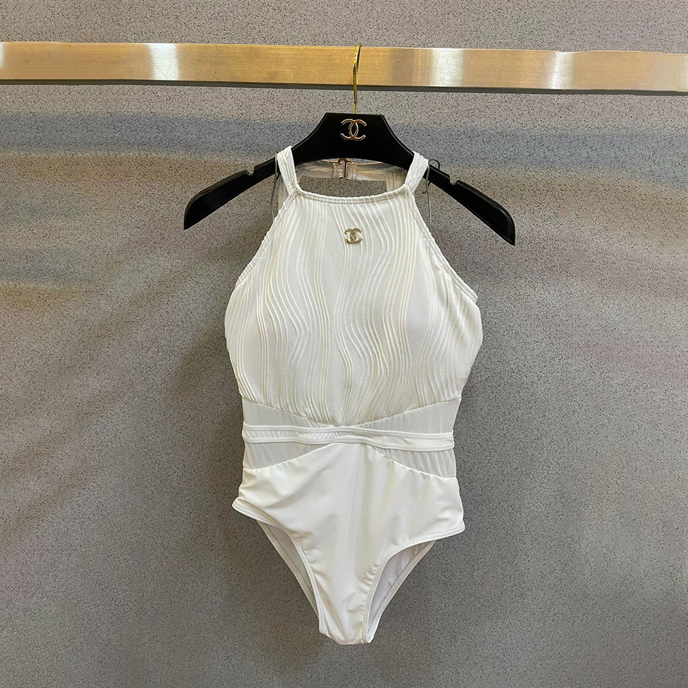 Chanel One-piece Swimsuit With Logo Swimwear(Replica)