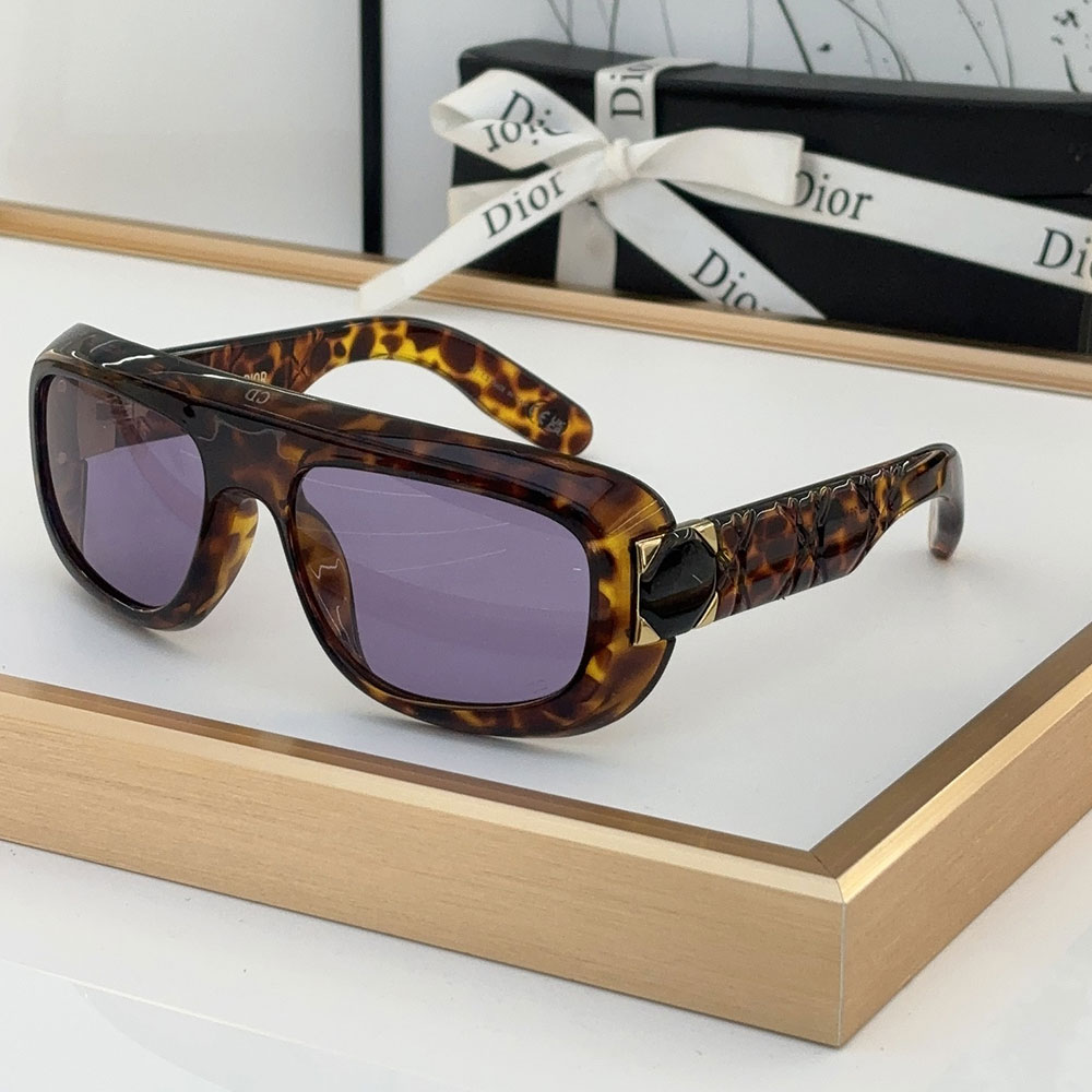 Dior Classic Logo Decorated Mirror Leg Acetate sunglasses Top quality (Replica)