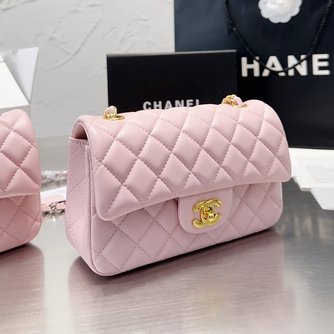Chanel Classic Pink Flag Bag Small 20cm- Lambskin (Replica)