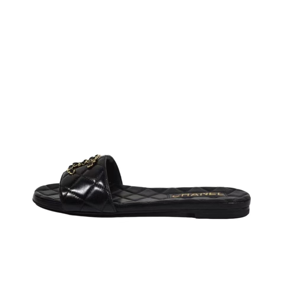 Chanel Lambskin Fashion Flat Sandals Slide(Replica)