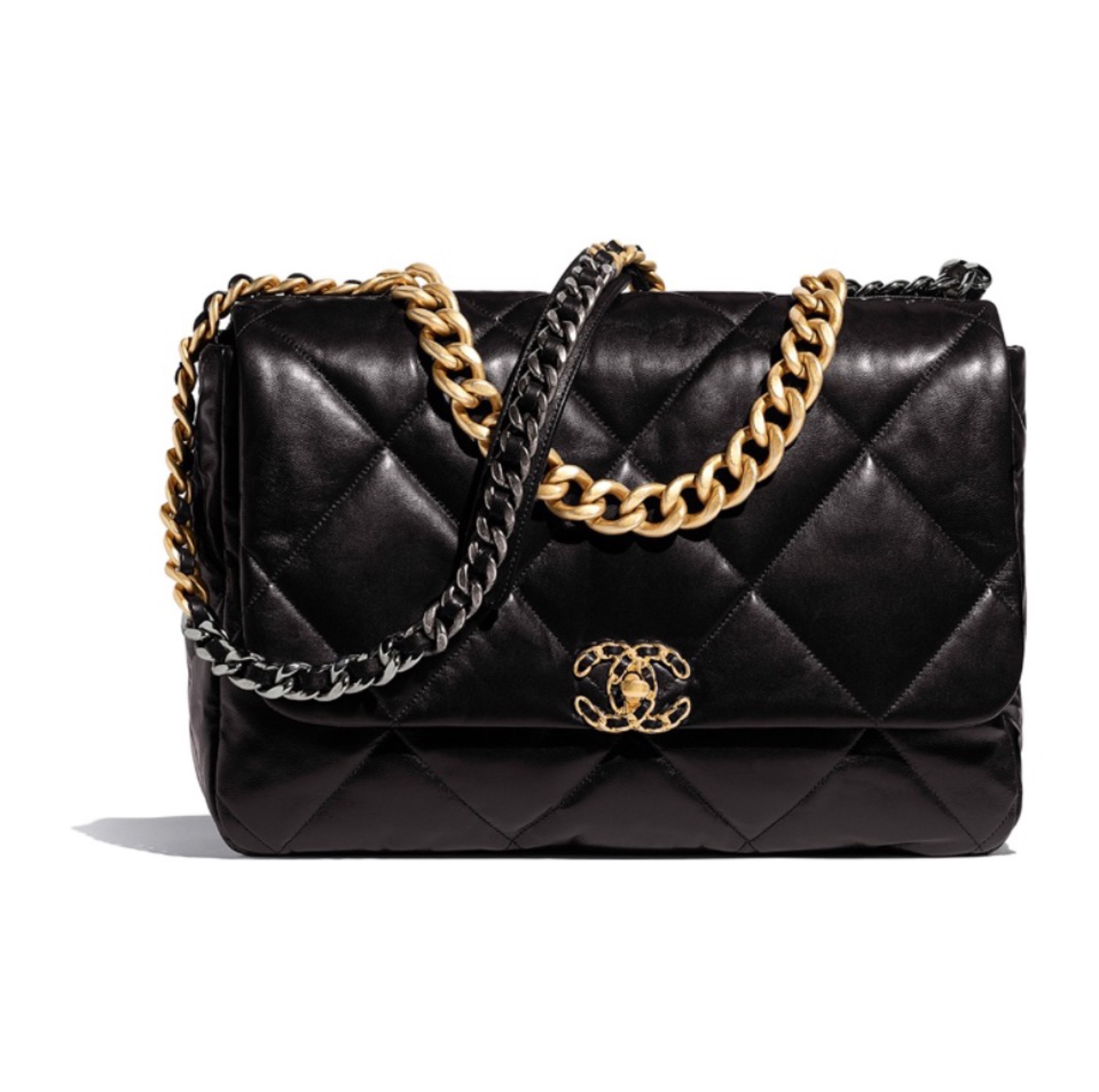 Chanel 19bag Lambskin Gold Buckle Shoulder Crossbody Bag (Replica)