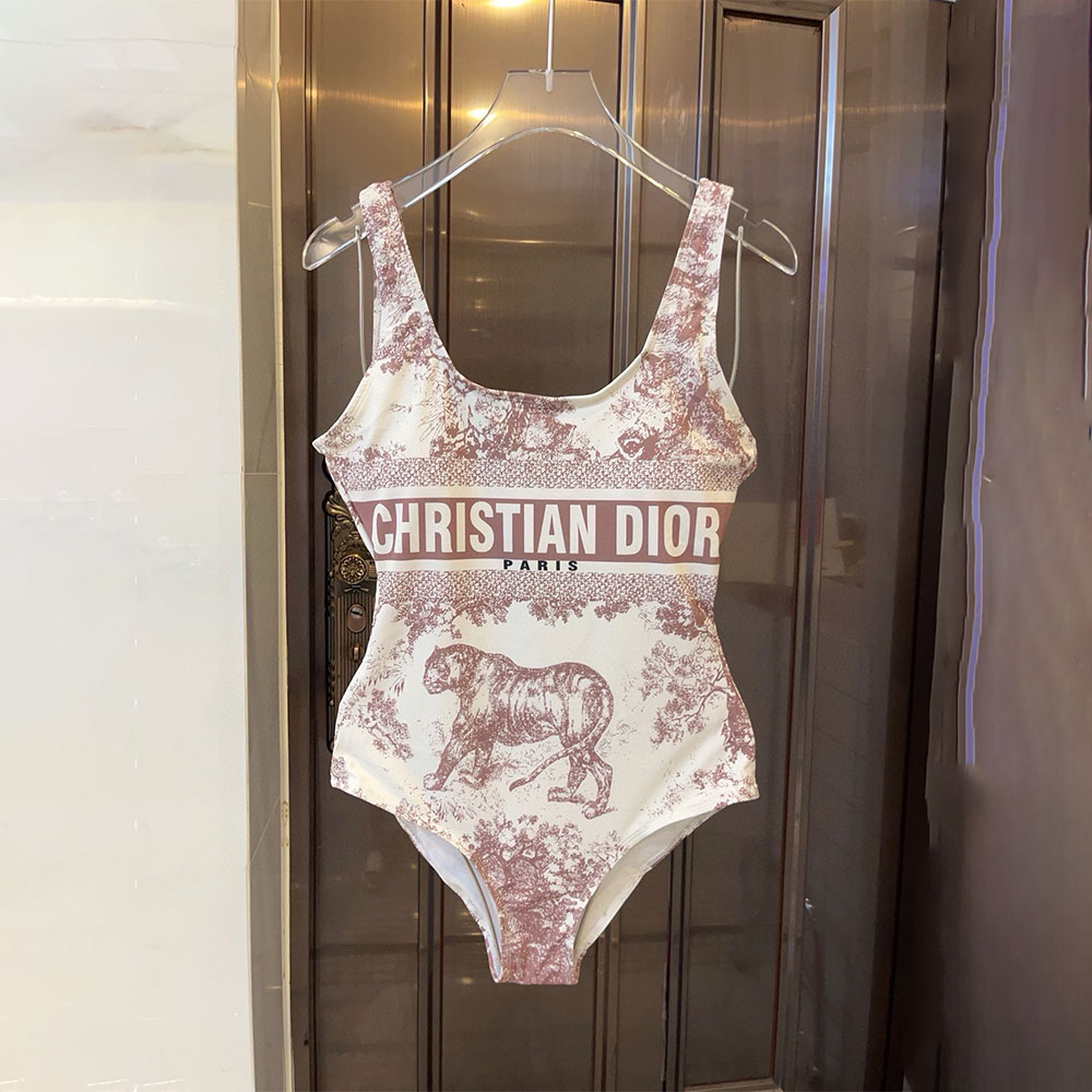 Dior Animal Print One-piece Swimsuit Swimwear（Replica）