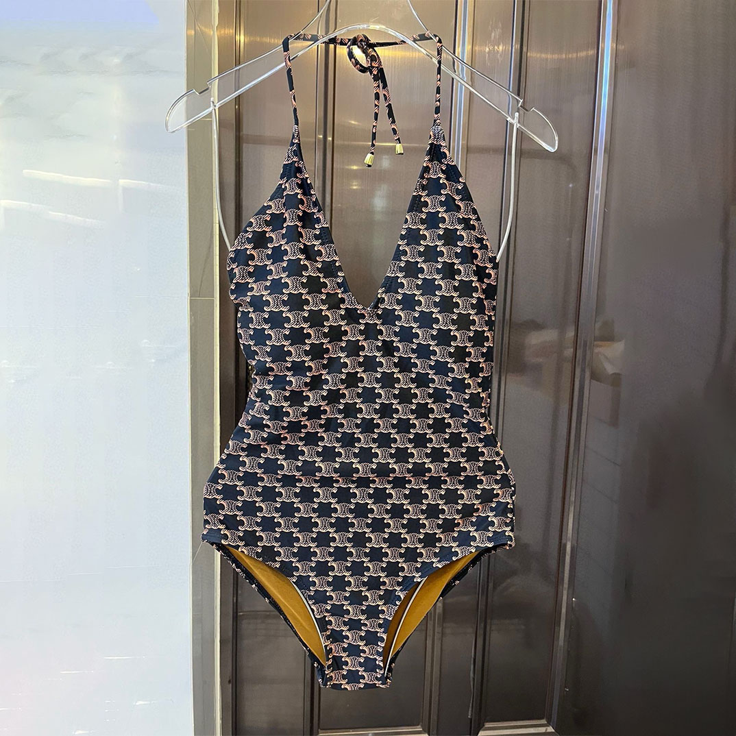 Celine Halter Buckle One-piece Swimsuit Swimwear（Replica）