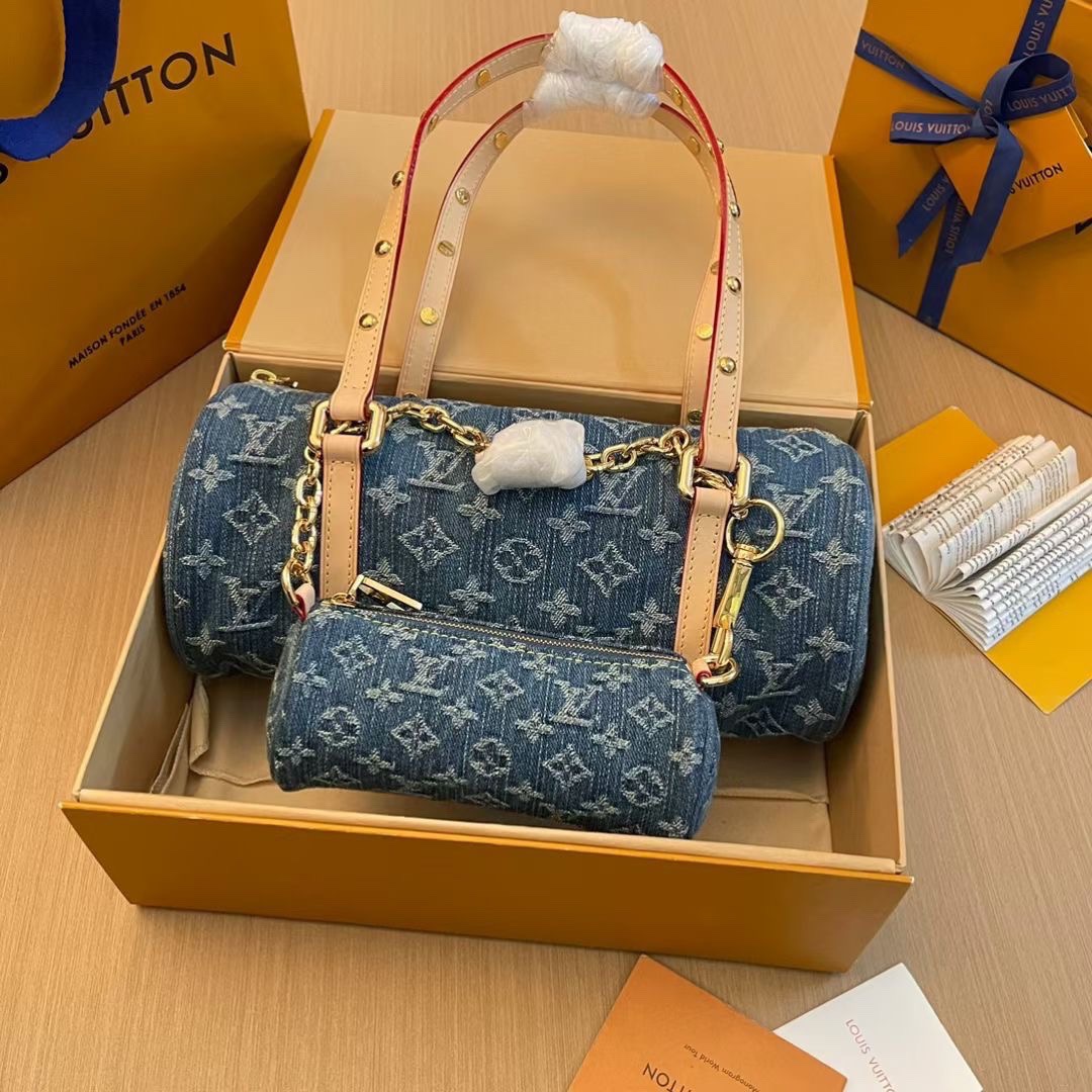 Louis Vuitton LV PAPILLON Denim Handbag(Replica)