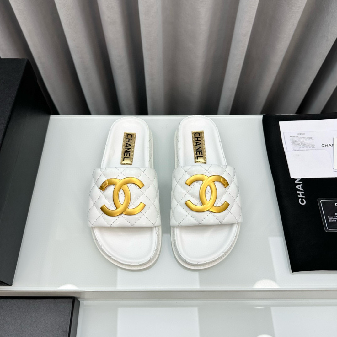 Chanel Gold Label Flat Bottom Fashion Sandals Slide(Replica)