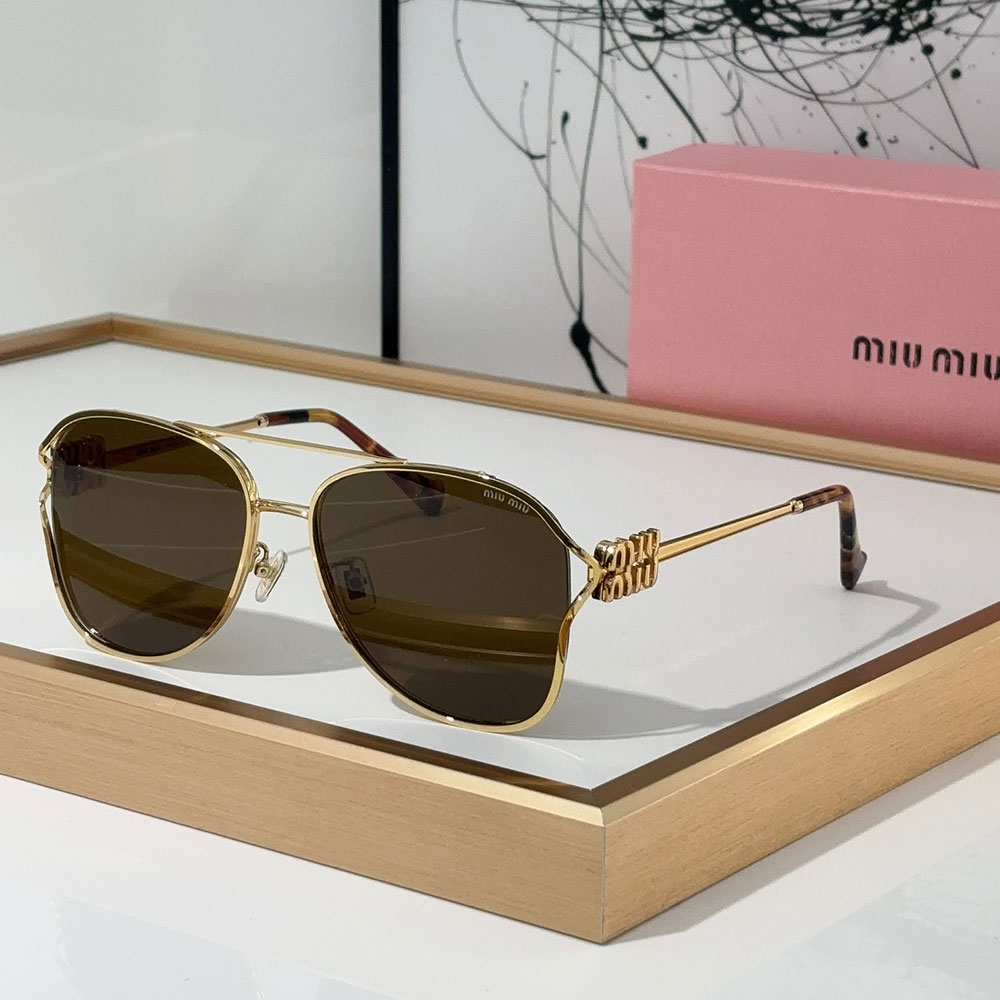 Miumiu Slim Metal Logo Mirror Legs Sunglasses Top quality (Replica)