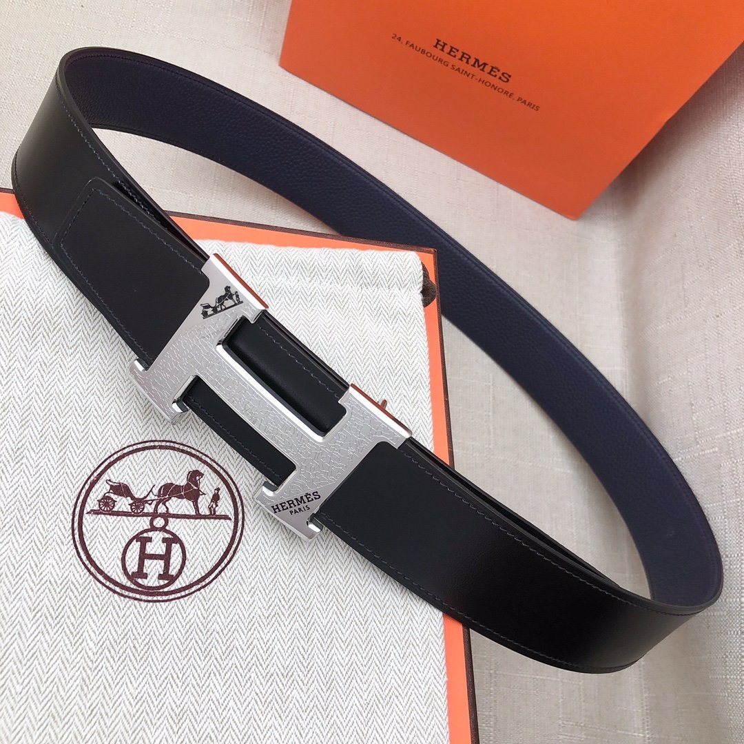 Hermes H Belt Buckle & Reversible Blue For Women, Women Belt 380MM