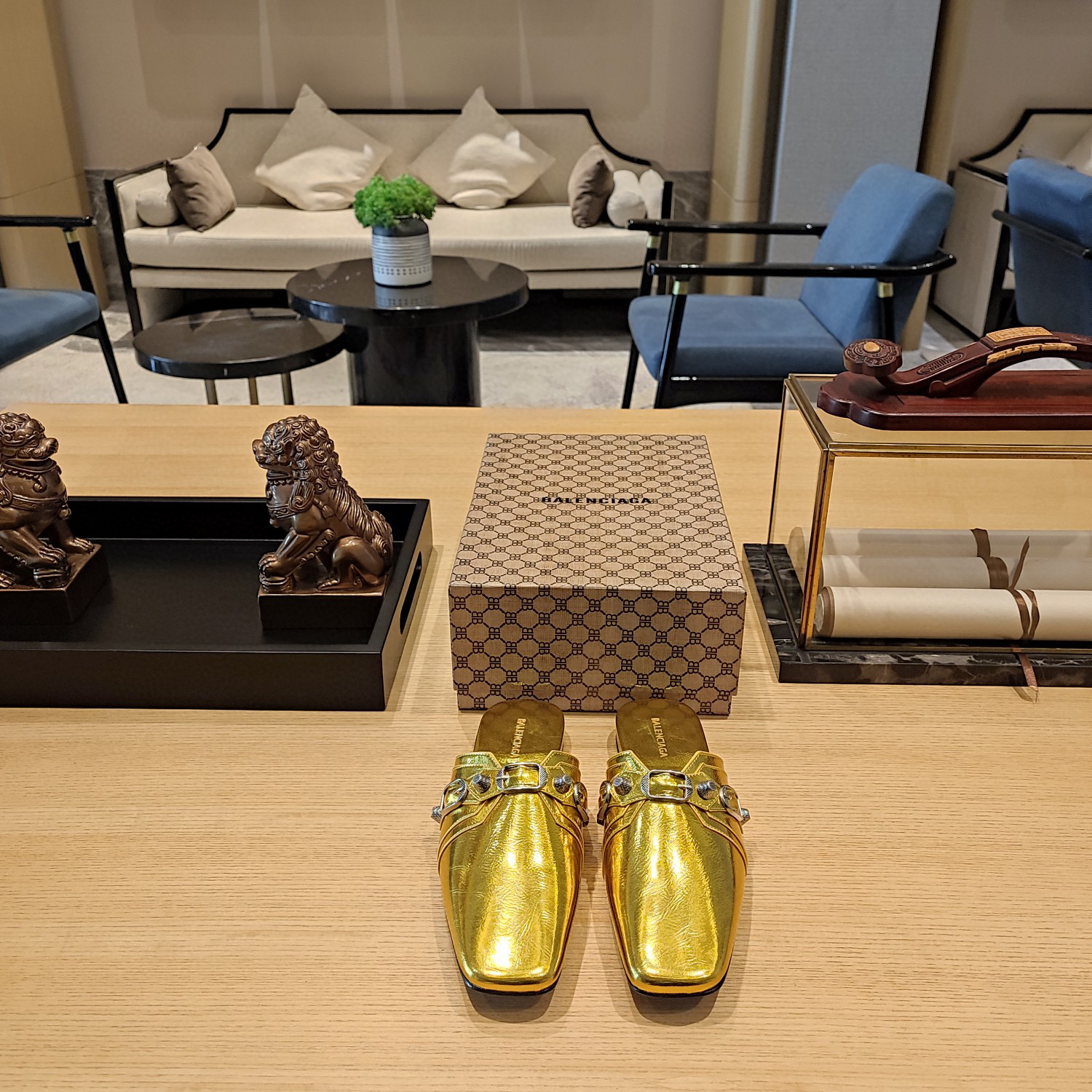 Balenciaga  Cagole  Leather Sandals Slide Sandal(Replica)