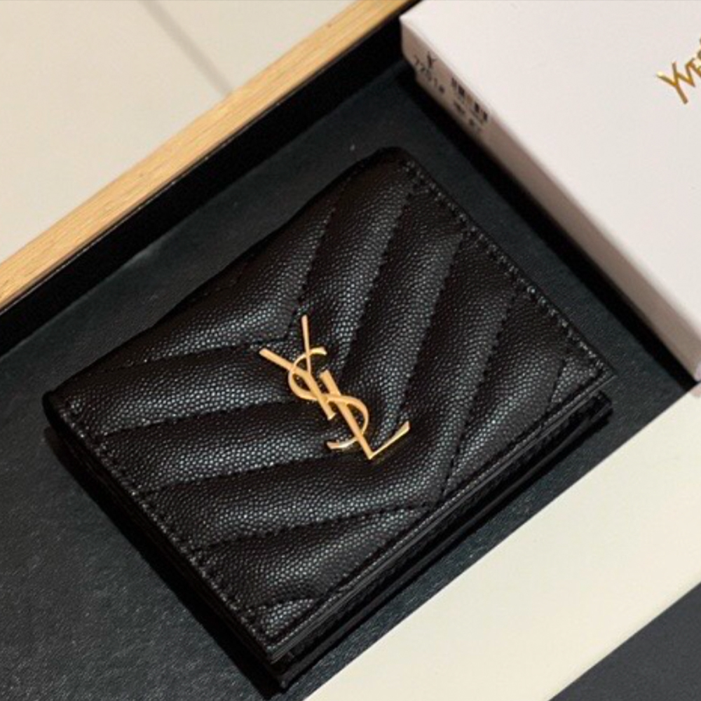 Saint Laurent YSL  Monogram Caviar Leather Wallet  (Replica)