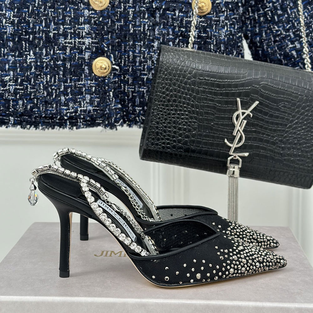 Jimmy Choo Saeda 10CM Slim Heel Slide Sandal (Replica)