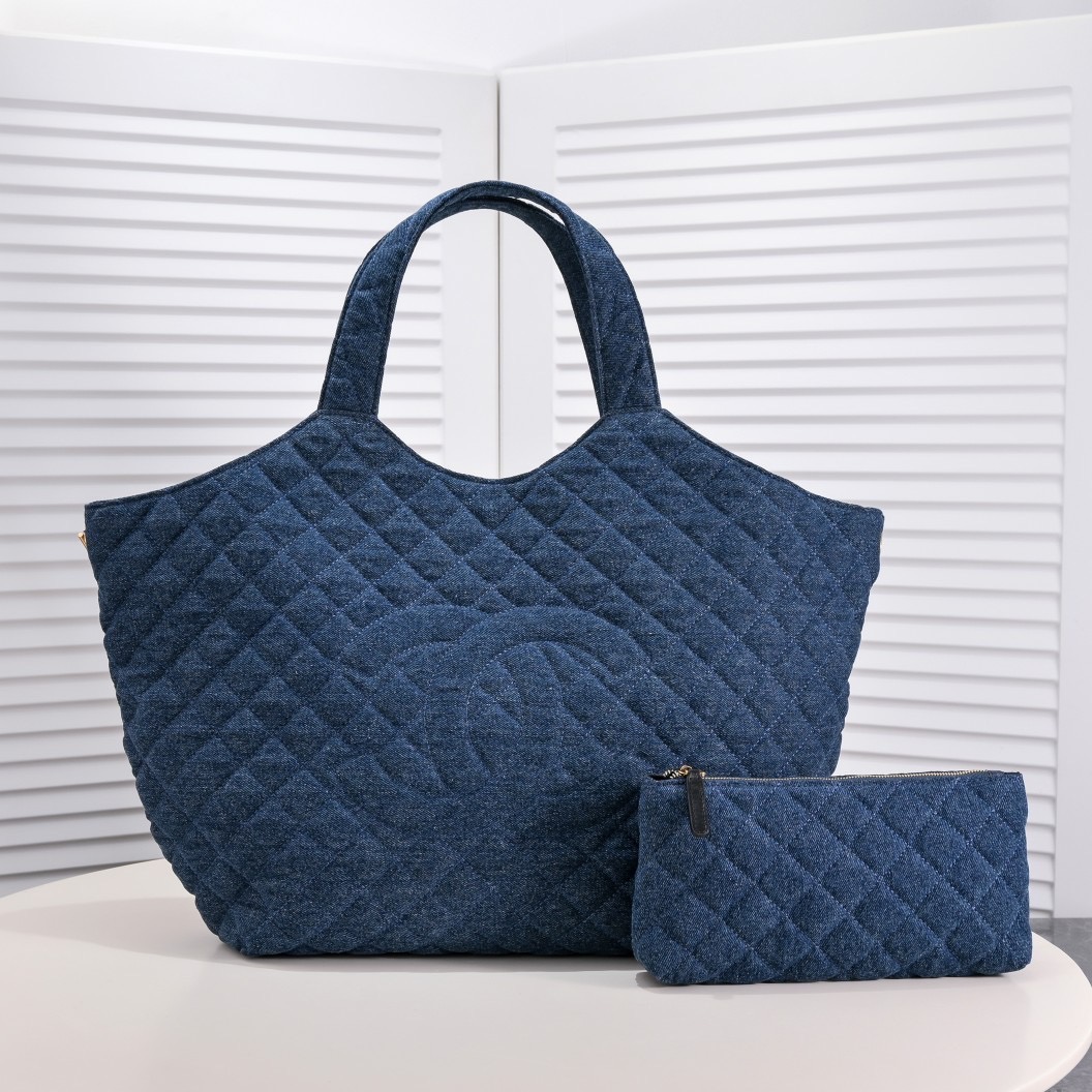 Chanel Leather&Canvas Tote Shoulder Handbag(Replica)