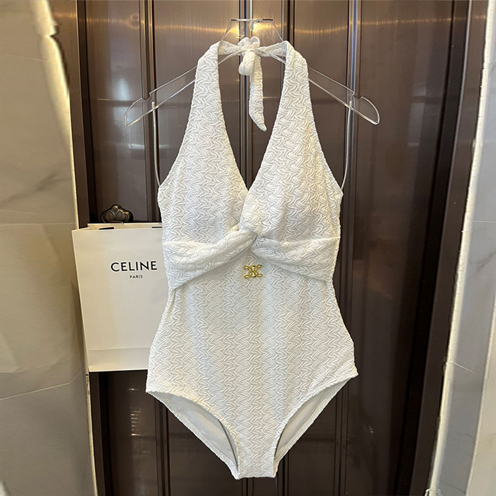 Celine Pure White Swimsuit Swimwear（Replica）