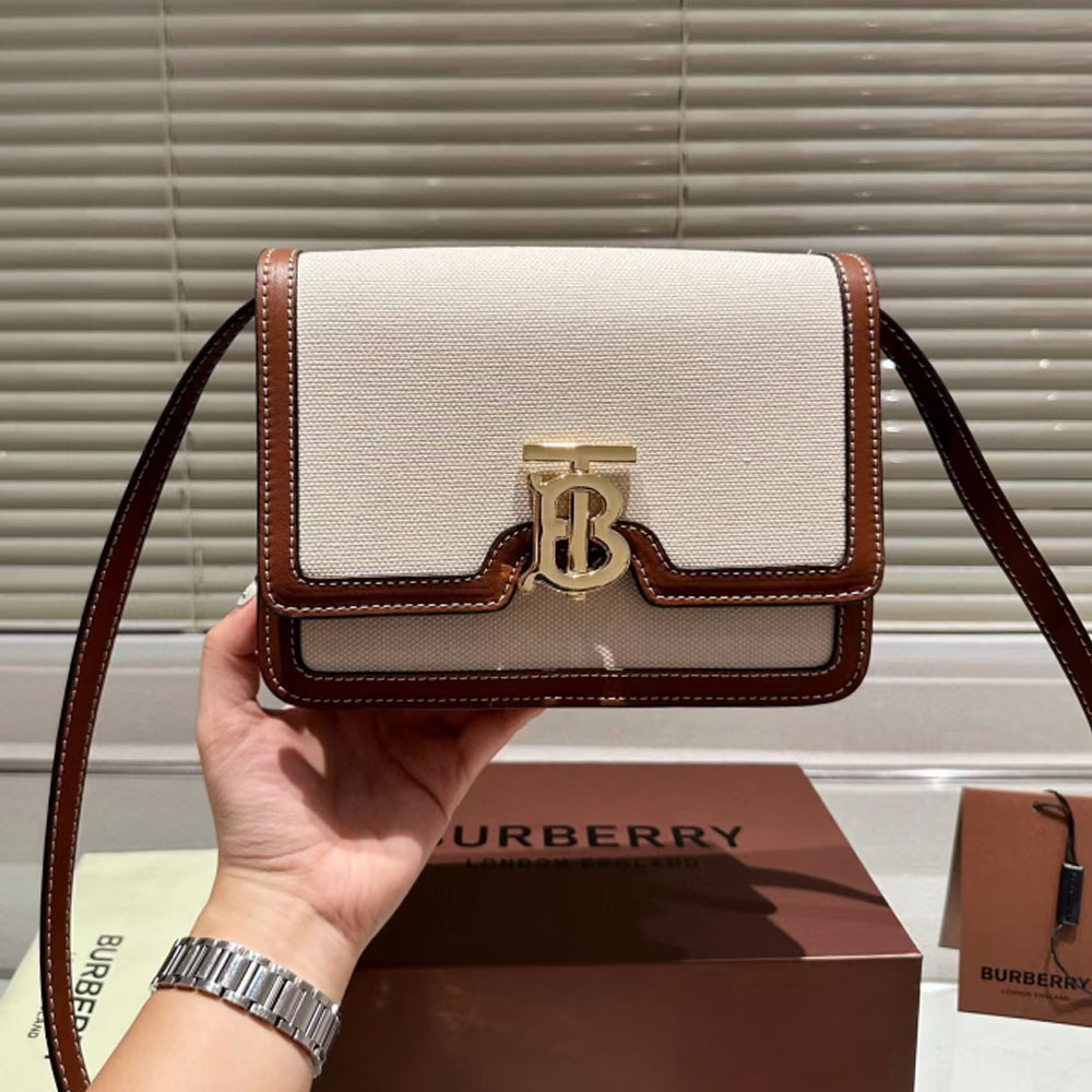 Burberry Canvas&leather Bag Small(Replica)