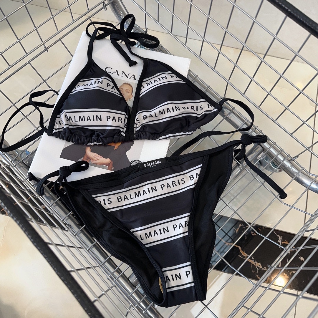 Balmain  Two-piece Swimsuit With Logo Swimwear（Replica）