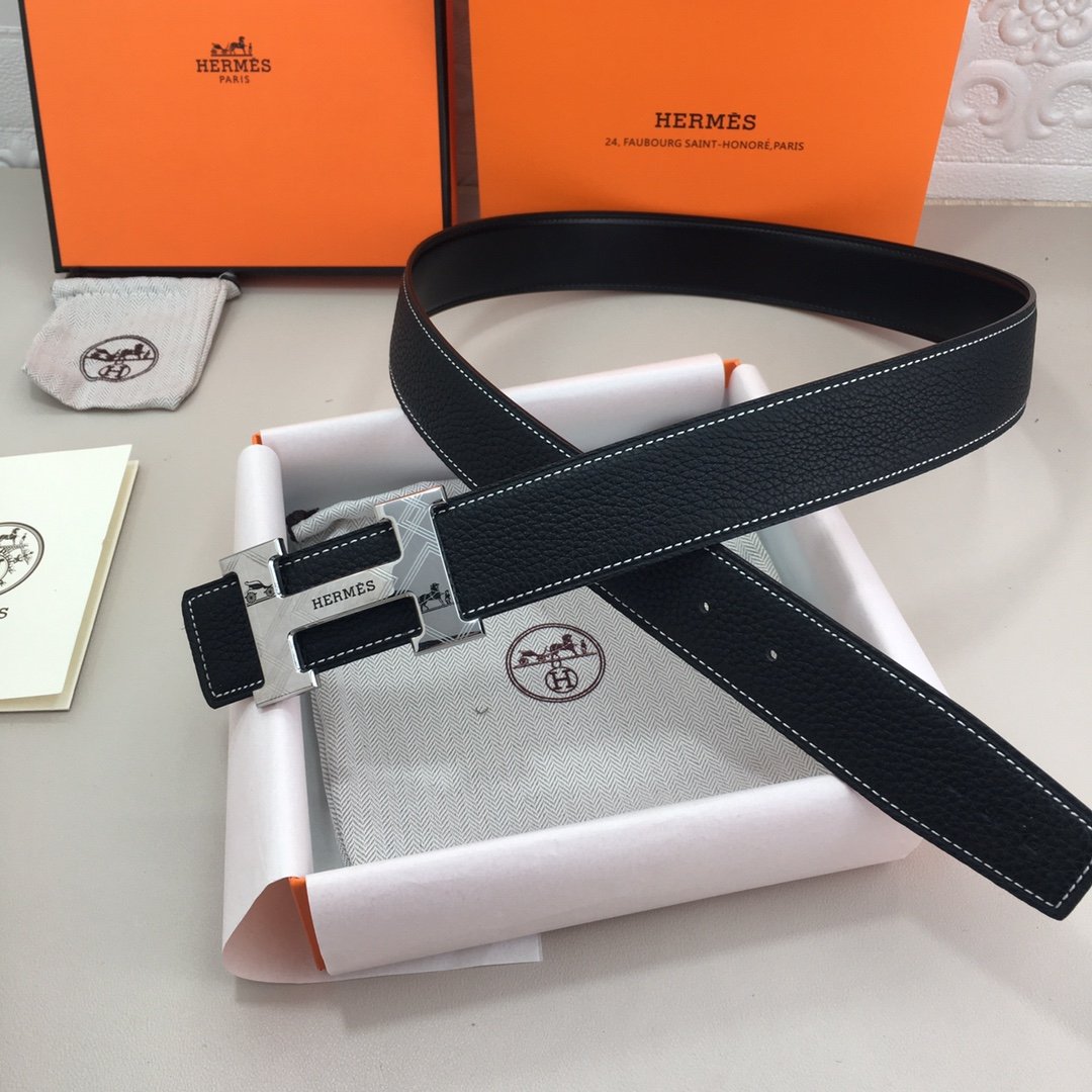 Hermes H Belt Buckle & Reversible Black For Women, Women Belt 380MM