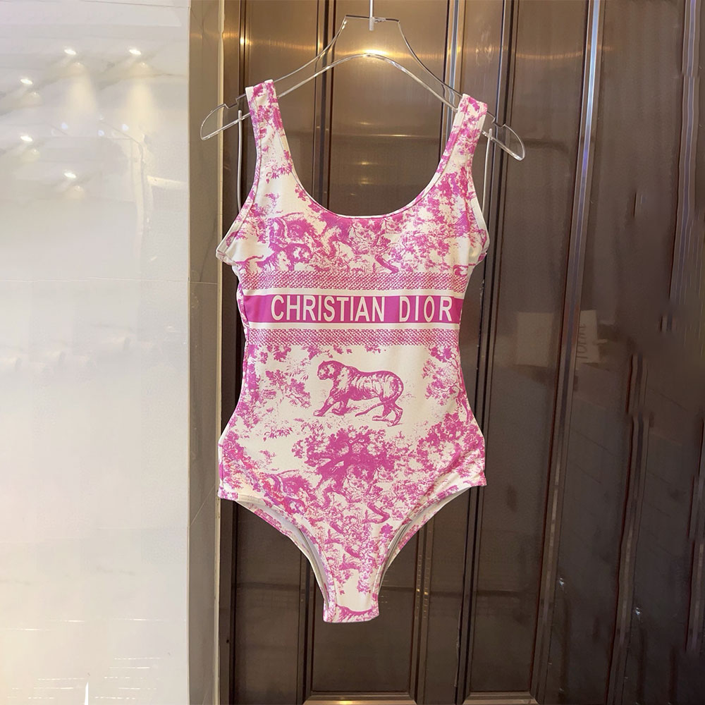 Dior Animal Print One-piece Swimsuit Swimwear（Replica）