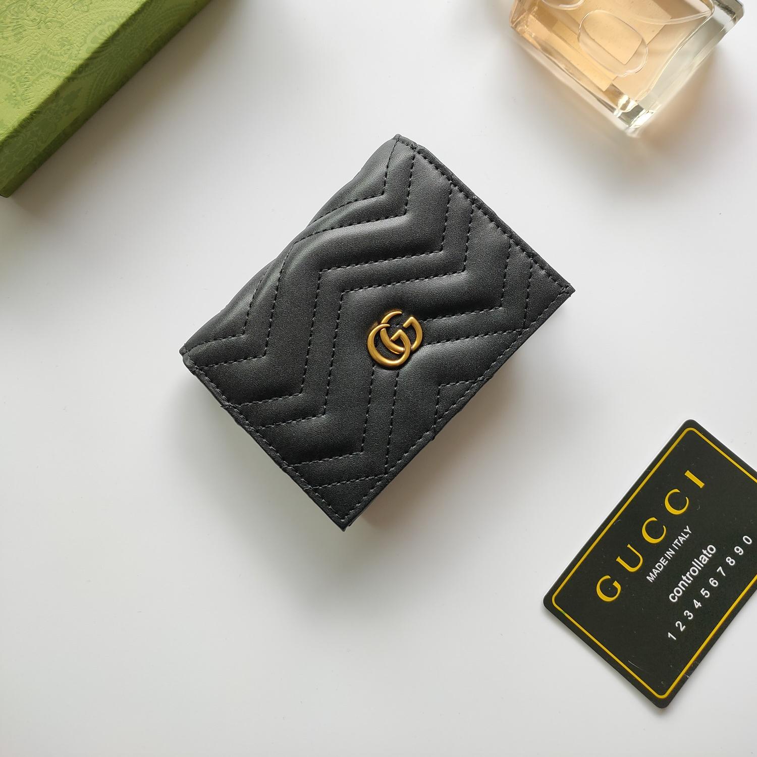 Gucci Unisex GG Marmont Card Case Wallet Double G(Replica)