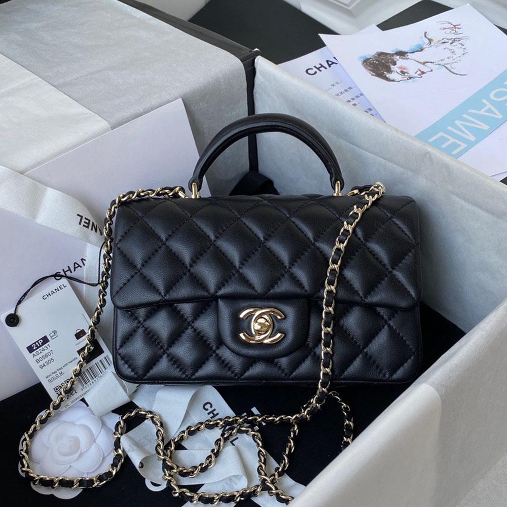 Chanle Lambskin Mini Top Handle CF(Replica)