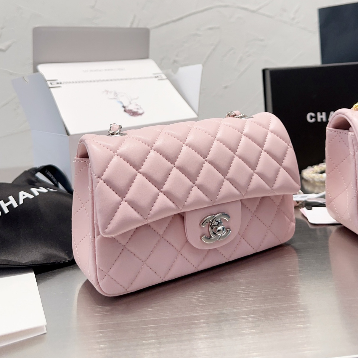 Chanel Classic Pink Flag Bag Small 20cm- Lambskin (Replica)