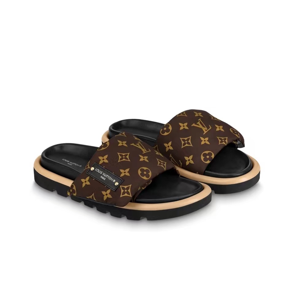 Louis Vuitton LV Pool Pillow Fabric Flat Slide Sandals (Replica)