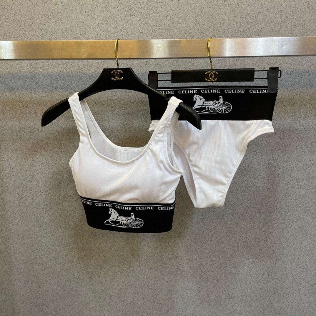 Celine Two-piece Swimsuit With Logo Swimwear（Replica）