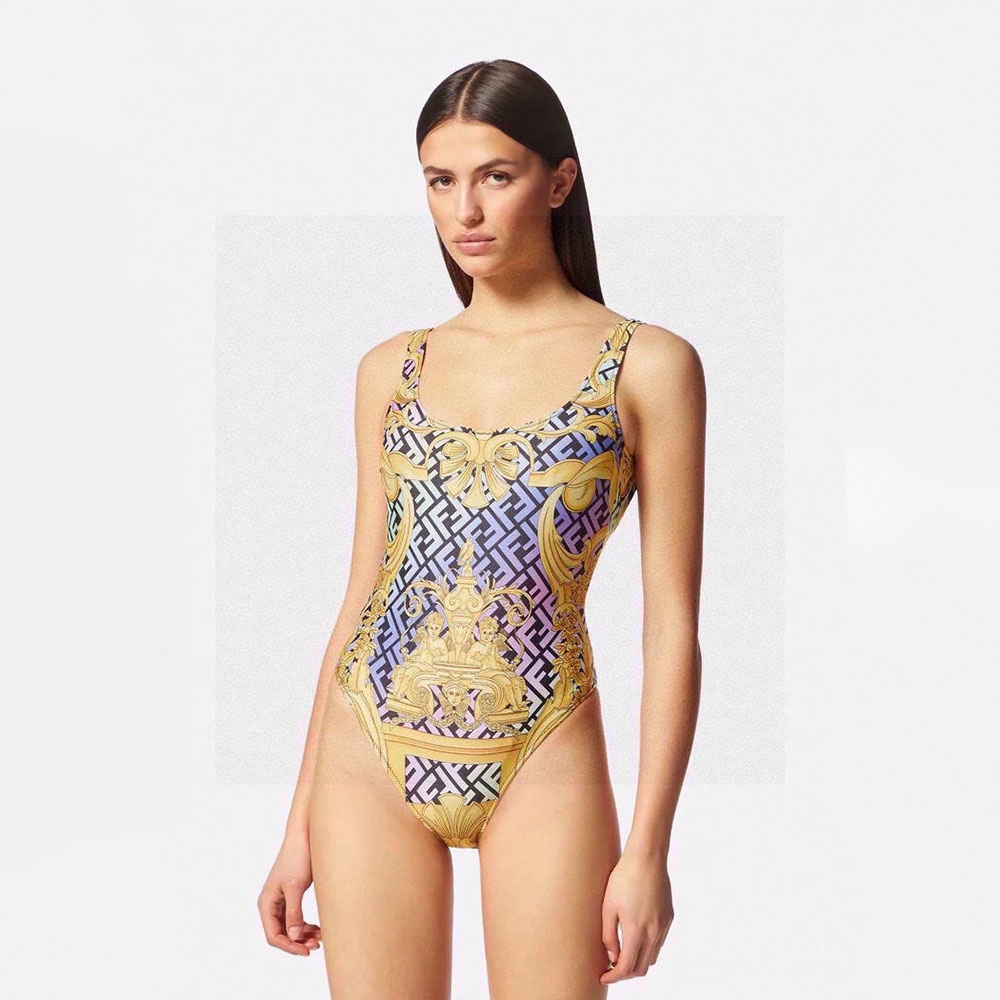 Versace Colorful One-piece Swimsuit Swimwear(Replica)